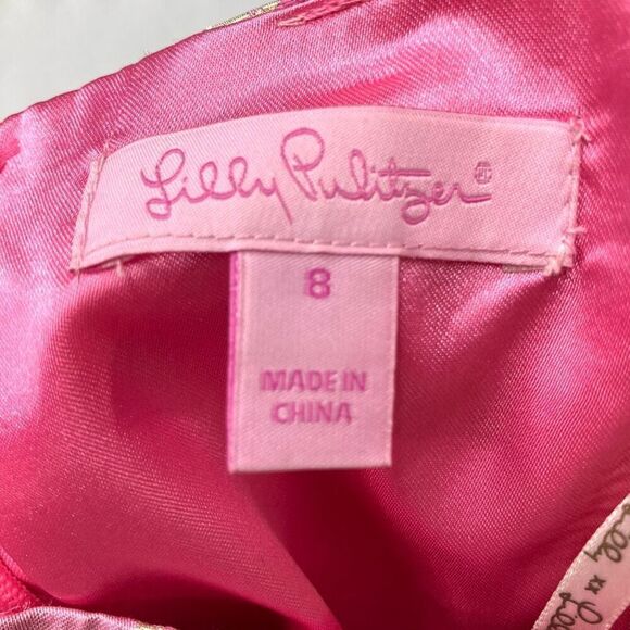Lilly Pulitzer RAYA Dress Metallic Multi Pirates Bootyniere Jacquard Pink 8 - Picture 11 of 12